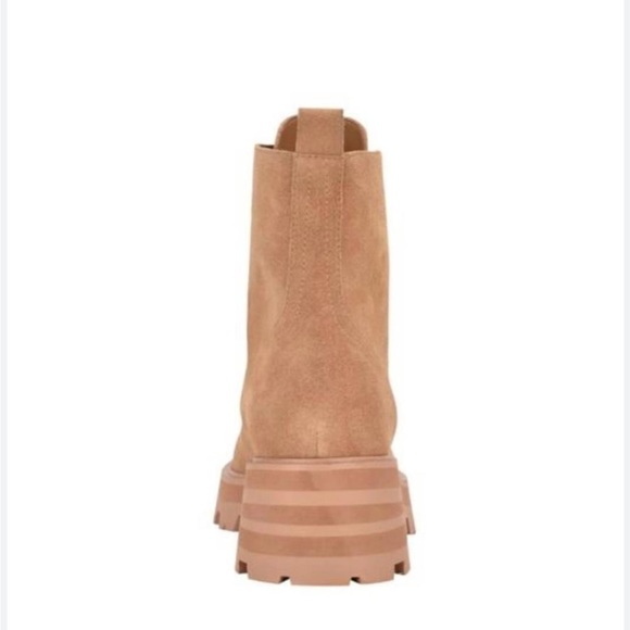 Nib Marc Fisher Lucien Leather Combat Boots in Light Natural - Picture 4 of 13